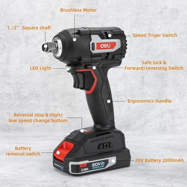 Deli Aku Udarni Odvijač 1/2" 20v 350nm Supreme Ede-bs20-1d2