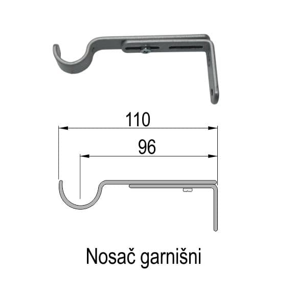 Garnisna Metal Teles. Z Valjak (ruz)crna (2.1-3.7m)