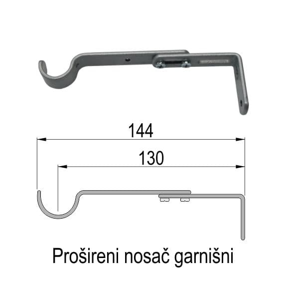 Garnisna Metal Teles. Z Valjak (ruz)crna (2.1-3.7m)
