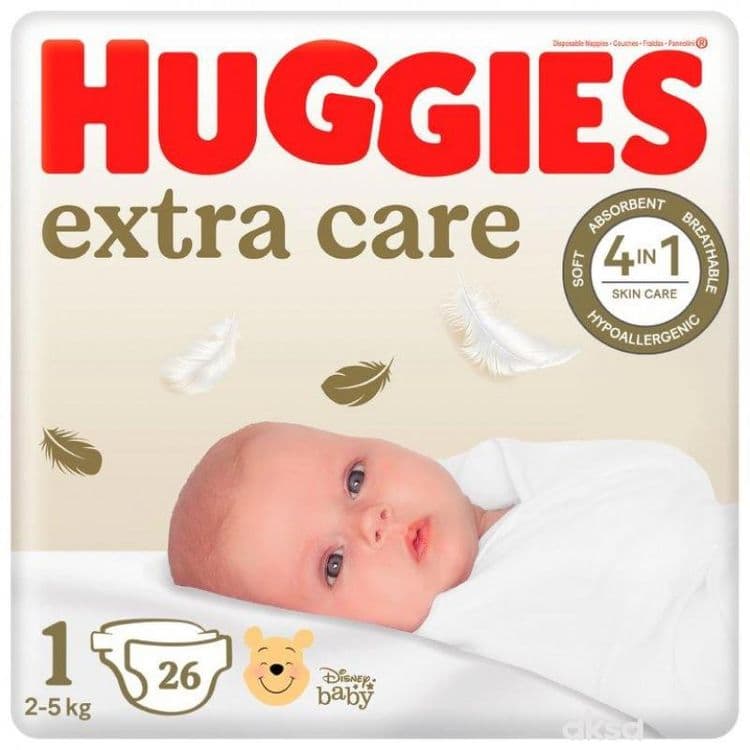 Huggies 1 Extra Care 26 Kom Pelene