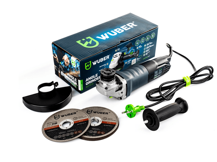 Wuber Ugaona Brusilica 125 Mm S Promjenjivom Kontrolom Brzine + 6 Diskova  820w