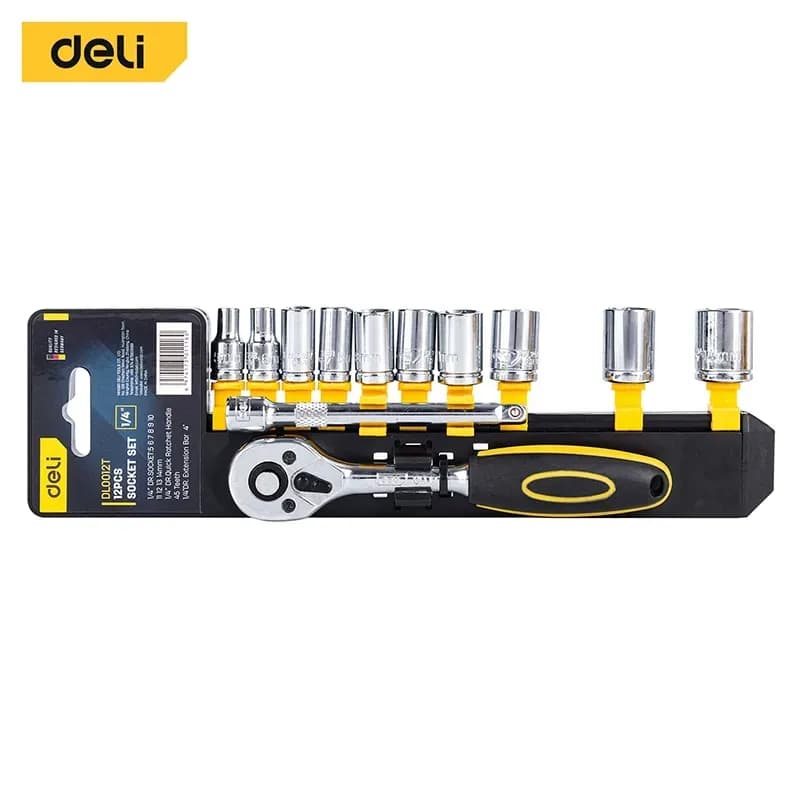 Deli Set Nasadnika Sa Račnom 1/4",  12 Kom Edl0012t