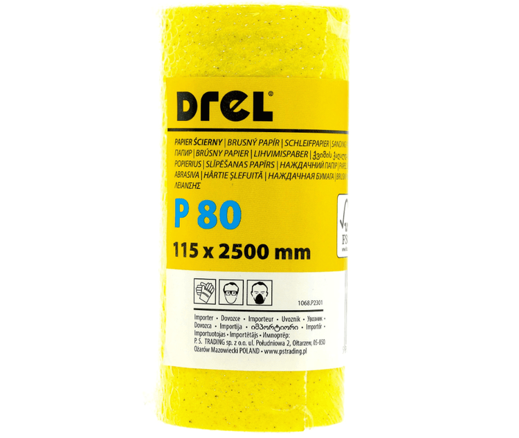 Ps Brusni Papir U Rolni 2.5 M, 115 Mm, P80, Žuti, Fsc 100%, Con-rmy-1108
